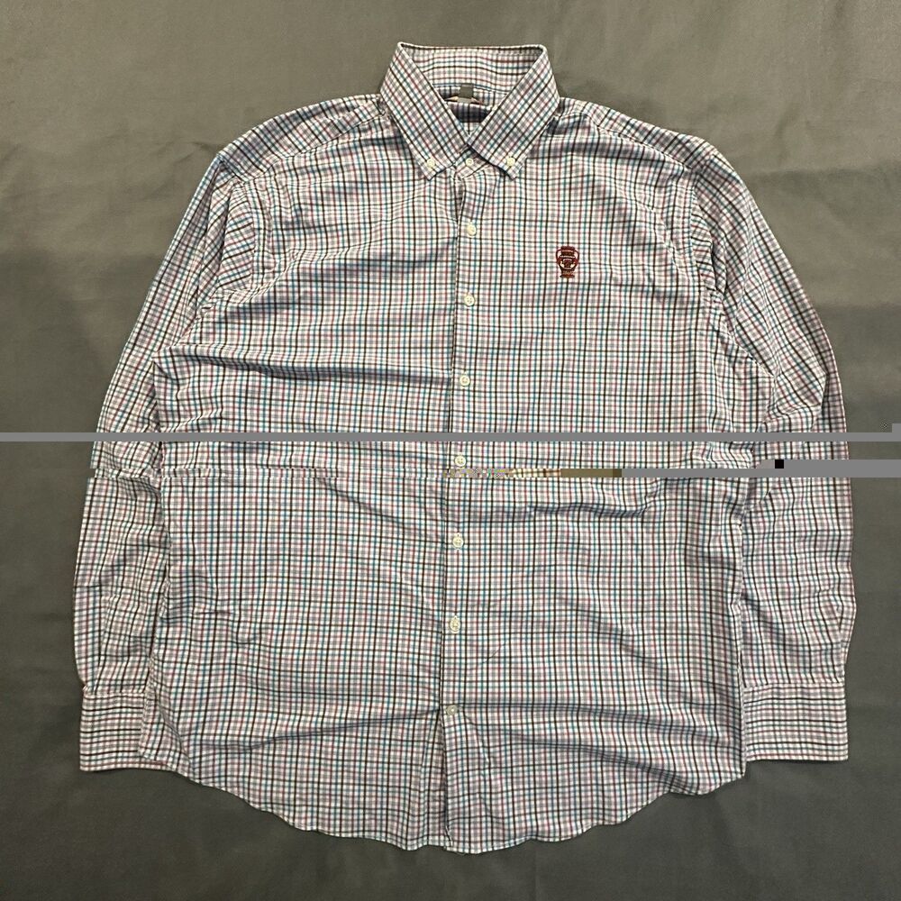 Peter Millar Summer Comfort Shirt Mens XL Performance Golf Plaid Dress Nylon